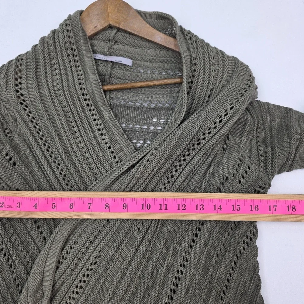 Athleta Womens XS Olive Green Open‎ Knit Cardigan Cotton Cashmere Wool Blend